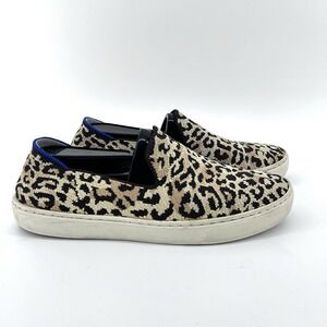 Rothy's Leopard Slip On Sneakers W8.5 Animal Print Brown Casual Loafers Knit
